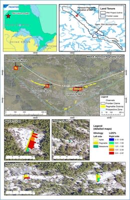 Figure 1: Location Map showing Channels cut at Pennock in 2023 including Channel 45 cut in 2019 (CNW Group/Frontier Lithium Inc.)