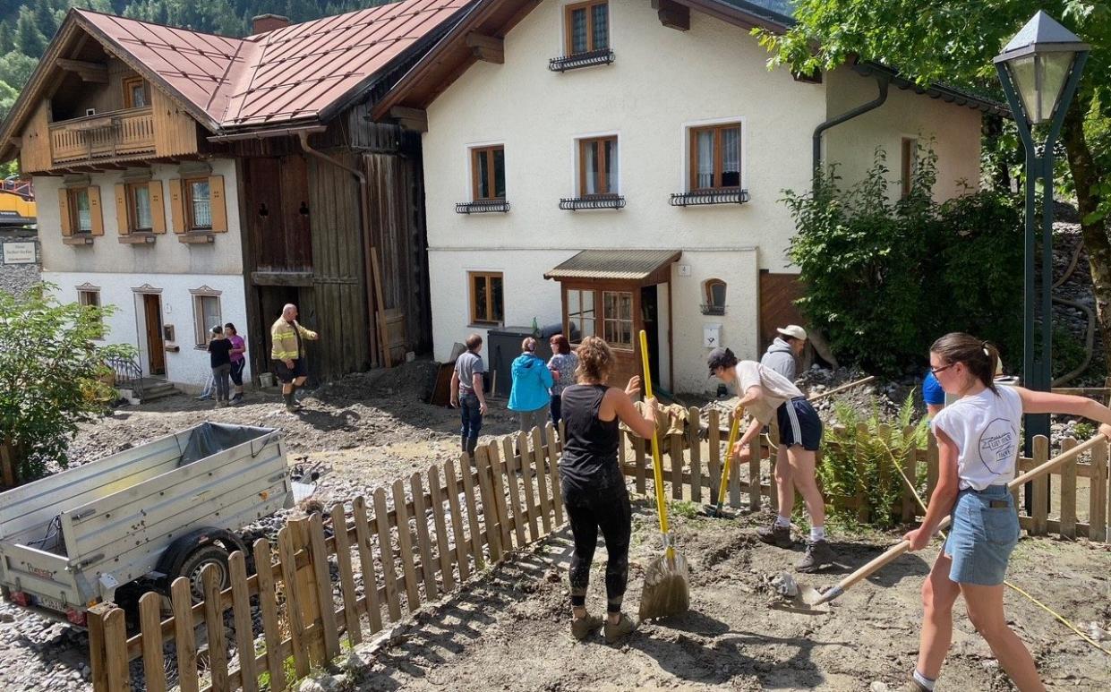 The fire brigade, mountain rescue, Red Cross and community have all been working round-the-clock on the clean-up operation in Austria