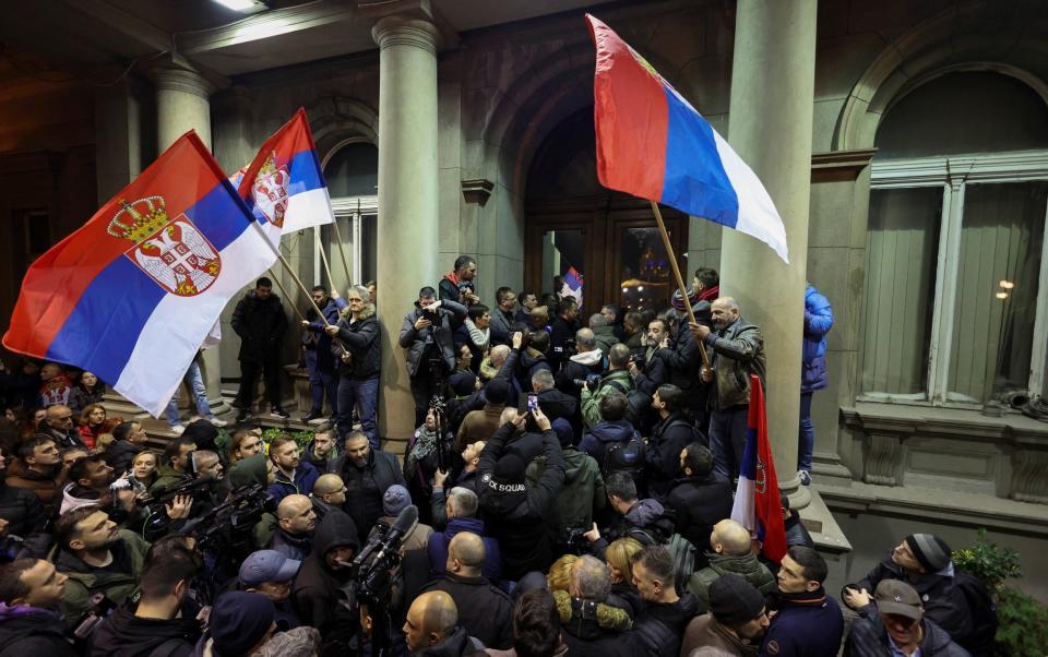 Opposition supporters gathered to protest over what they say are voting irregularities