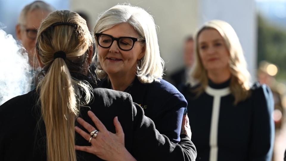 CANBERRA, AUSTRALIA - NewsWire Photos - 01 JULY, 2024: Australian businesswoman Sam Mostyn is sworn in as the new Governor-General of Australia alongside the Prime Minister of Australia Anthony Albanese, at Parliament House in Canberra. Picture: NewsWire / Martin Ollman