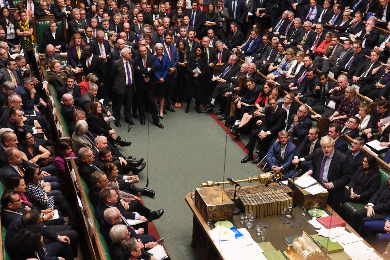 Britain's Prime Minister Boris Johnson speaks at the House of Commons in London, Britain October 22, 2019. ©UK Parliament/Jessica Taylor/Handout via REUTERS ATTENTION EDITORS - THIS IMAGE WAS PROVIDED BY A THIRD PARTY