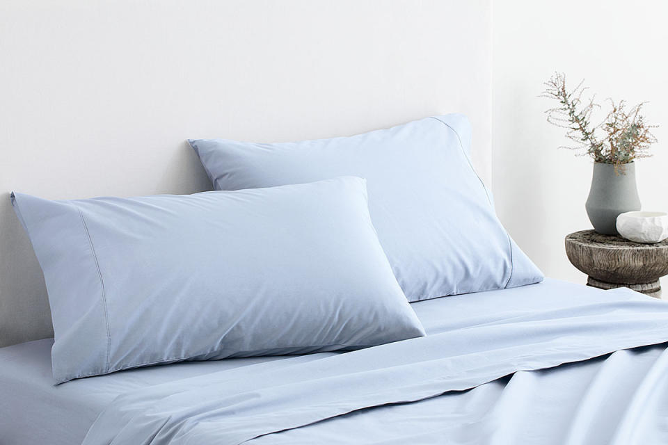 Organic Cotton 300TC Percale Sheet Set, from $167.97 from Sheridan. Photo: Sheridan.