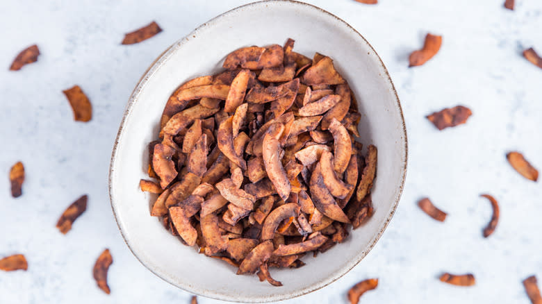 coconut bacon in bowl