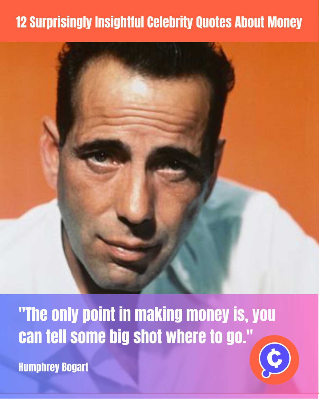 A color portrait of Humphrey Bogart