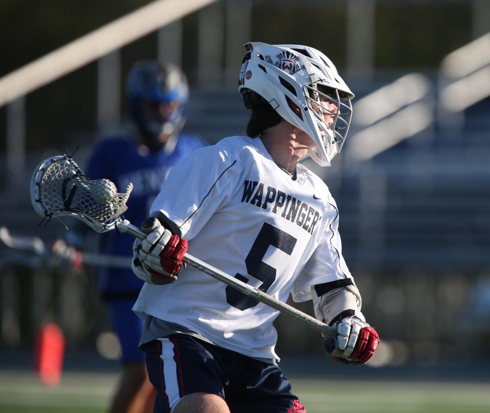 Wappingers' James O'Rourke looks for an open teammate during Monday's game versus Hendrick Hudson on May 9, 2022.