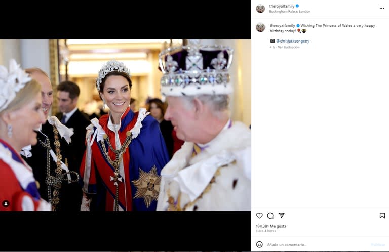 El saludo de la casa real a Kate Middleton por su cumpleaños (Foto: Instagram @theroyalfamily)