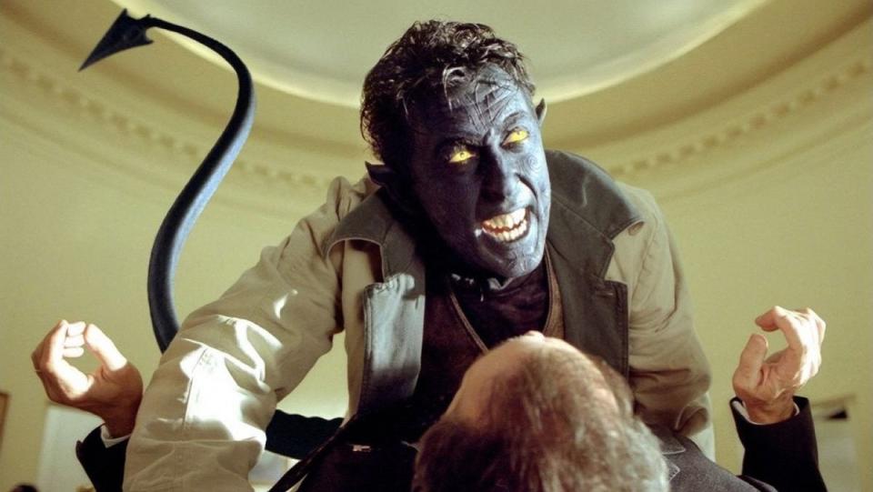 Nightcrawler (Alan Cumming) attacks the president in X2: X-Men United.