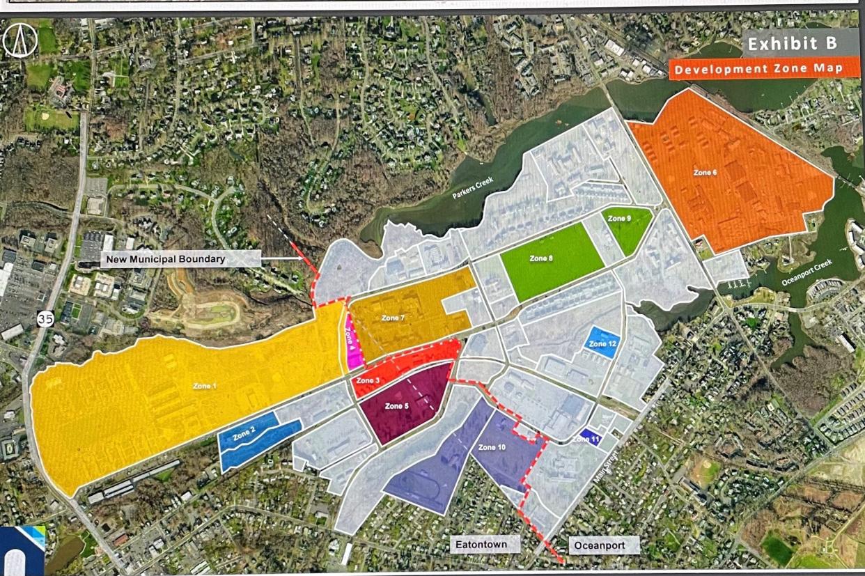 The Mega Parcel. Development Zones 1-9 will be part of Netflix's motion picture, television and broadcast studios at the former Fort Monmouth. Zones 10-12 are not part of Netflix's zones and are set aside for affordable housing and a homeless shelter.