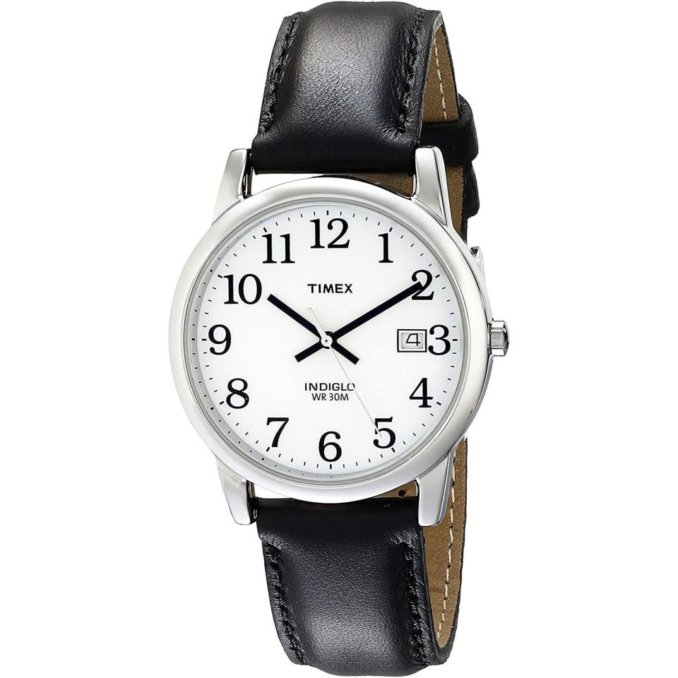 <p><strong>Timex</strong></p><p>amazon.com</p><p><strong>$29.59</strong></p><p><a href="https://www.amazon.com/dp/B000AYYIYU?tag=syn-yahoo-20&ascsubtag=%5Bartid%7C10054.g.36755392%5Bsrc%7Cyahoo-us" rel="nofollow noopener" target="_blank" data-ylk="slk:Shop Now;elm:context_link;itc:0;sec:content-canvas" class="link ">Shop Now</a></p><p>A watch that doesn't require you to break out the cheaters to check the time. </p>