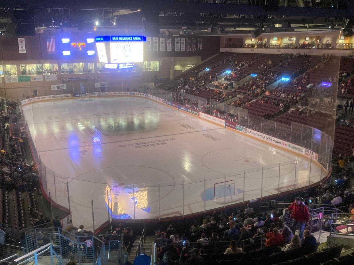 Erie Insurance Arena ahead of the Erie Otters' Nov. 10 Ontario Hockey League game against the Sudbury Wolves. The Otters, with the exception of the COVID-19 years of 2020 and 2021, have hosted a Thanksgiving night game since the franchise moved here in 1996. Erie, 12-11-2 in such games, will continue that tradition when it faces Sault Ste. Marie on Thursday at 7 p.m.