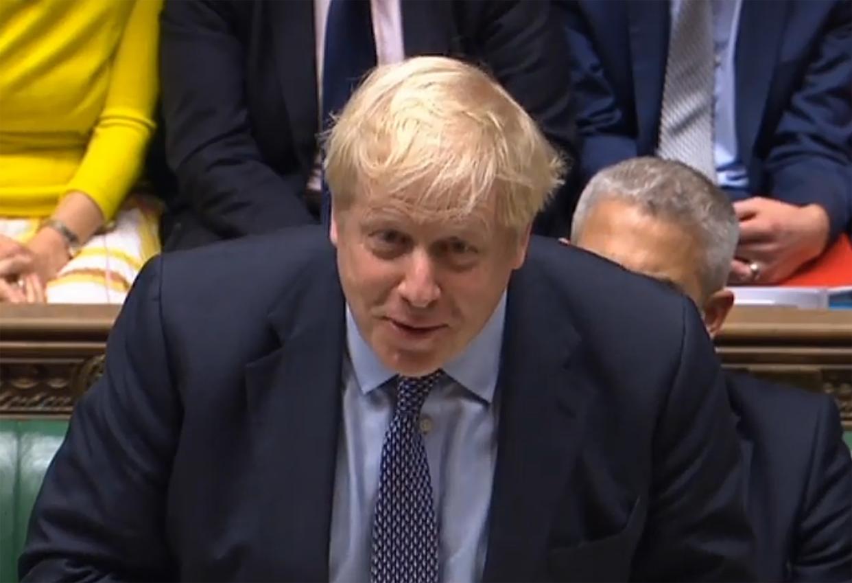 Prime Minister Boris Johnson speaking on a point of order after the House of Commons in London: PRU/AFP via Getty Images