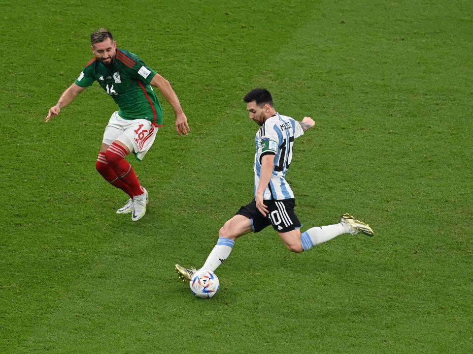 Lionel Messi scored Argentina's first goal in its 2-0 win over Mexico.