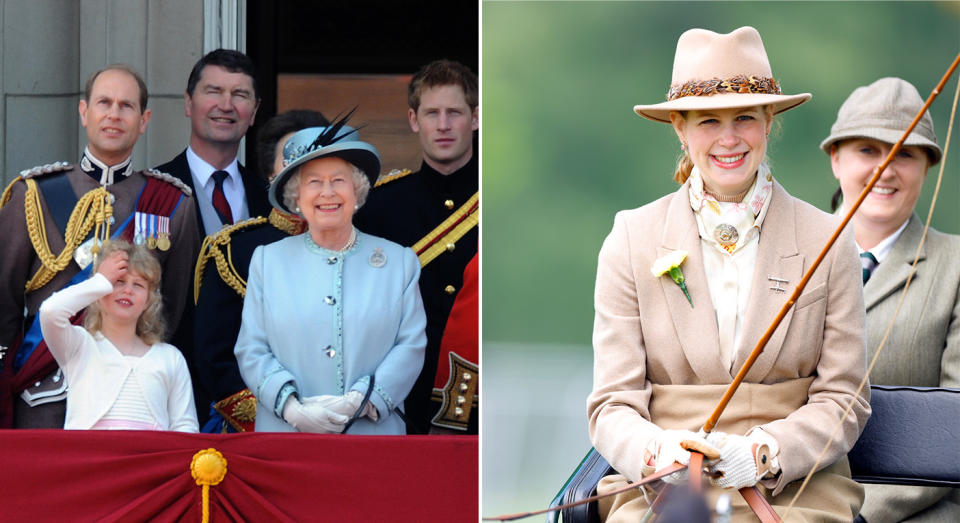 L: Lady Louise Windsor and the late Queen at the Trooping of the Colour in 2011. R: Louise at the 2023 Royal Windsor Horse Show. (Getty Images)