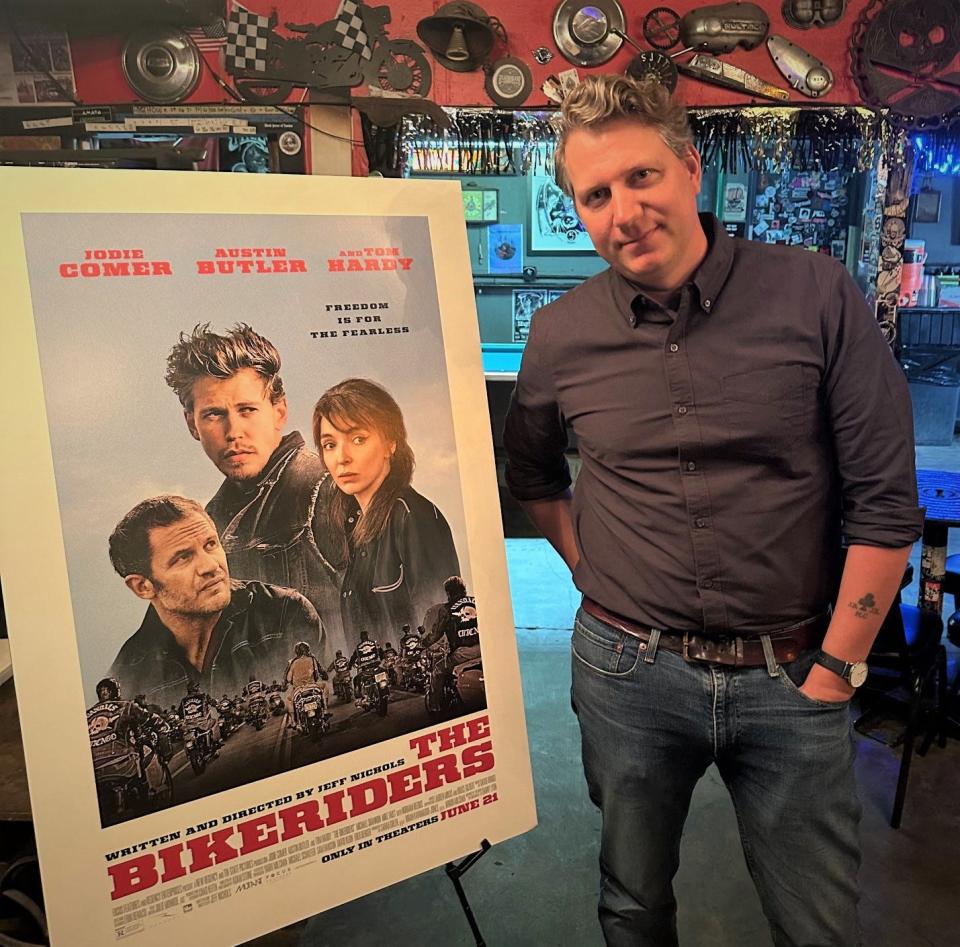 "I started to ride when I started writing this script, and every time I get on a bike, I feel cool," said "The Bikeriders" filmmakers Jeff Nichols, seen here at The Lost Well in East Austin.