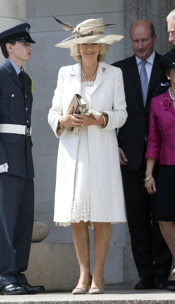 Camilla Parker Bowles attends the National Assembly of Wales in her wedding dress in 2007.