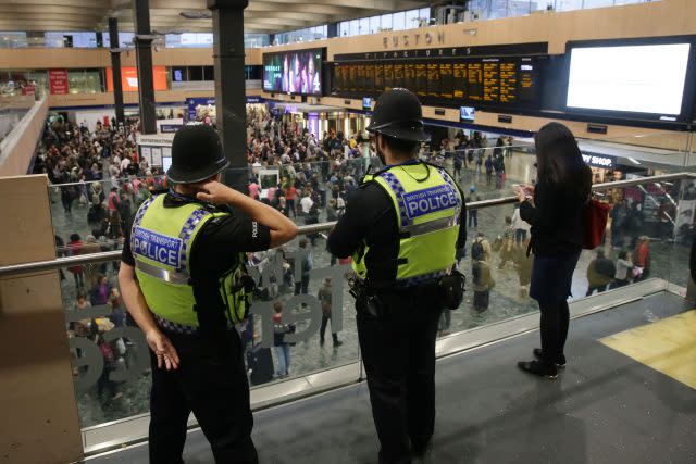 British Transport Police at Euston Station, London (Tim Ireland/PA)