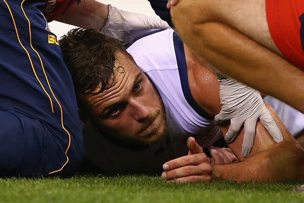 Adelaide's Brodie Smith still dazed after the hit. Source: Getty