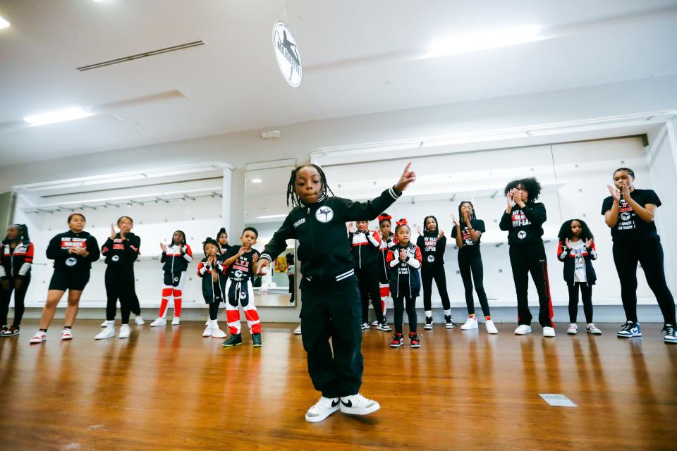 L.Y.E. Academy students practice during class on April 4 at the dance studio's new location at Carriage Crossing in Collierville.