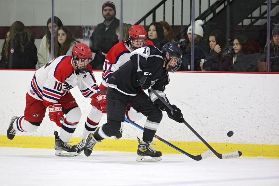 Patrick Bennett of the Rogers/Middletown/Tiverton co-operative hockey team was one of six different players to score a goal as the No. 2 seed Hurricanes eliminated No. 10 seed Cranston West/Scituate from the Division II playoffs with a 6-0 win on Saturday. RMT now heads to the Frozen Four.