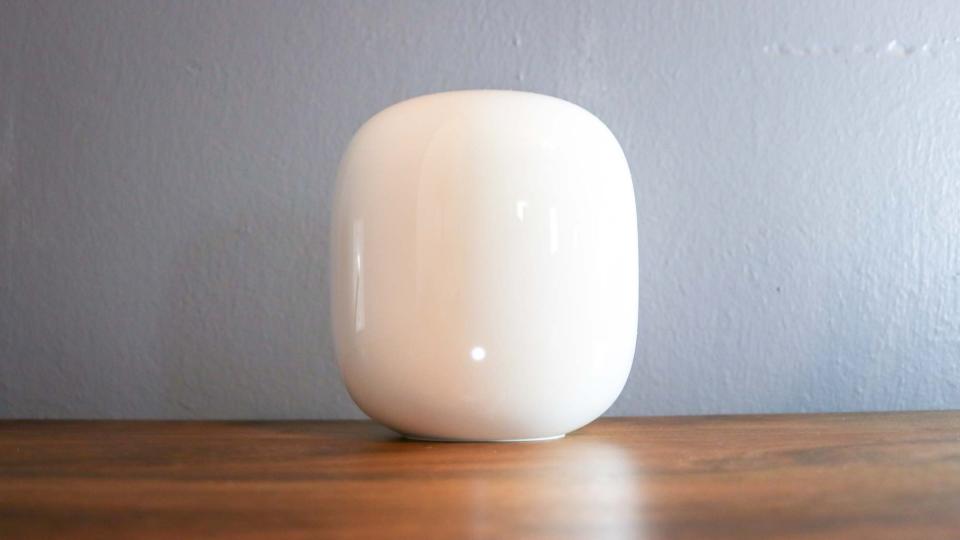 A Nest Wifi Pro router on a table