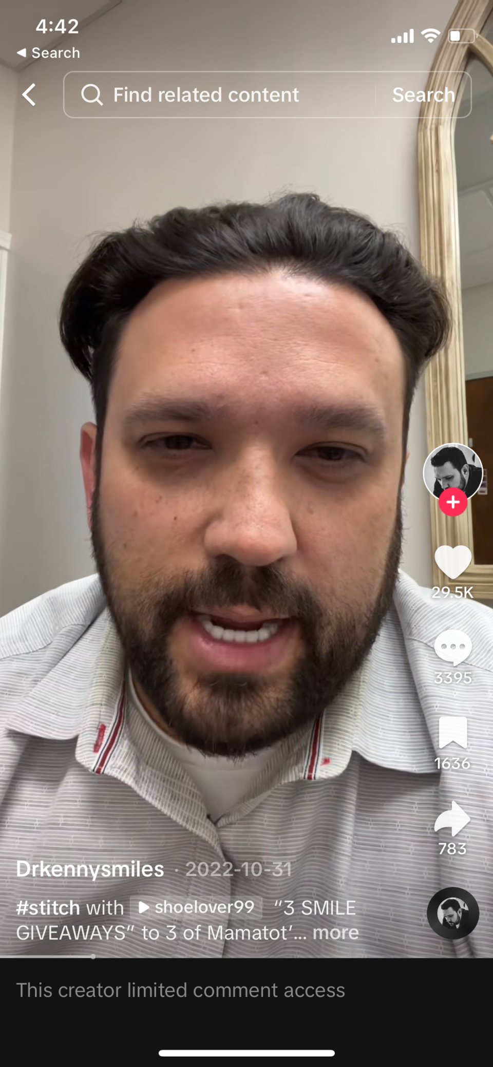 Dr Kenny Smiles discussing ‘smile giveaways’ on TikTok (@drkennysmiles / screengrab)