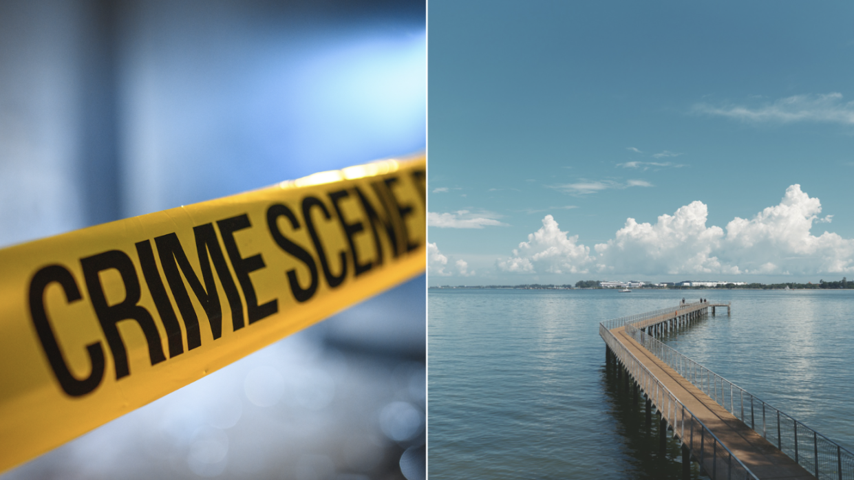 Crime scene tape (left) and Pulau Ubin (Photos: Getty Images)