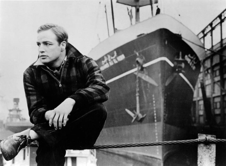 PHOTO: Marlon Brando sits at dock in a scene from the 1954 film 'On The Waterfront.' (Archive Photos/Getty Images)