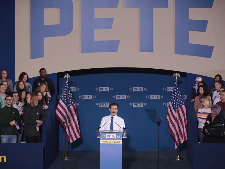Pete Buttigieg has officially announced his candidacy for president of the United States, promising to bring the “courage to reimagine our future” from his job as mayor of South Bend into the White House.From a partially rebuilt autos factory in the Indiana town he has served as mayor for two terms, the 37-year-old Rhodes Scholar said its resurgence from one of America’s top 10 “dying cities” into an attractive location for technology firms illustrates his qualification to take on Donald Trump in 2020.“I ran for mayor in 2011 knowing nothing like Studebaker would ever come back, but that we would, our city would, if we had the courage to reimagine our future,” Mr Buttigieg said, referencing the car company that once inhabited the building he stood in.The millennial mayor has mounted a surprisingly effective campaign in recent months that has taken him from being a relatively unknown figure in national politics, to one a serious contender for the Democratic presidential nomination.And, in a pool of candidates known for its historic diversity, the mayor who pronounces his name “Boot-Edge-Edge” provides his own set of intrigues: He would be America’s first openly gay president, the nation’s youngest, and, as a former Navy reservist, the first president to have served in any of the wars launched in the aftermath of the September 11, 2001 attacks on the World Trade Centre and Pentagon.Since announcing his exploratory committee, the political progressive has run a campaign that has received a surprising amount of media and voter attention, with more than $7m in funds raised during the first quarter of this year alone.While he has steered away from putting forward detailed policy proposals like some of his rivals in the Democratic field — he maintains that he wants to run a campaign focusing on the story first — Mr Buttigieg has nevertheless focused on several progressive policies that indicate his values as a potential president.He has said that he wants to focus politics on millennials and younger Americans, and said that those voters are particularly impacted by the coming election because younger people are going to be at “the business end” of climate change.The candidate — who has made headlines for speaking Norwegian, and playing piano with singer Ben Folds — has also made waves for his discussion of his sexuality, religion, and how those have come into conflict with that of another famous Hoosier: vice president Mike Pence.“Your quarrel is not with me — your quarrel, sir, is with my creator,” Mr Buttigieg said last week, addressing "the Mike Pences of the world", who is known for pursuing anti-gay legislation while governor of Indiana.Mr Buttigieg must outpace at least two very well known brands in American politics to become the Democratic nominee, with Bernie Sanders already running and Joe Biden rumoured to be planning a run.That’s in addition to the more than a dozen other candidates vying for the nomination, a group that includes the likes of politicians like Kamala Harris, Beto O’Rourke, Elizabeth Warren, Cory Booker, and others.But, Mr Buttigieg’s success has not been isolated to media hits and fundraising: Just this past week, two separate polls indicated that he had surged to third place in New Hampshire and in Iowa, the first two states that will vote on the nominees next year.