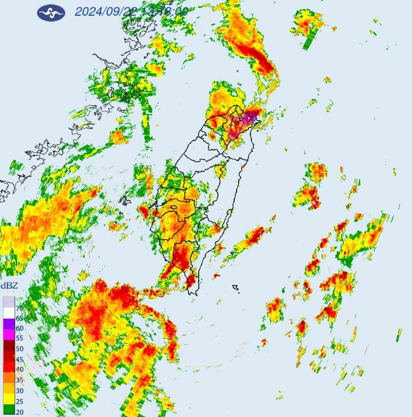 今日全台皆有雨，中南部、北部有大雨至大豪雨發生。取自中央氣象署