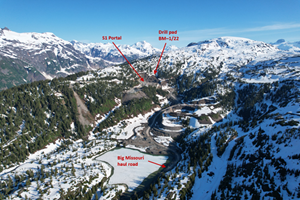 Northwest looking overview of Big Missouri ridge showing drill pad location