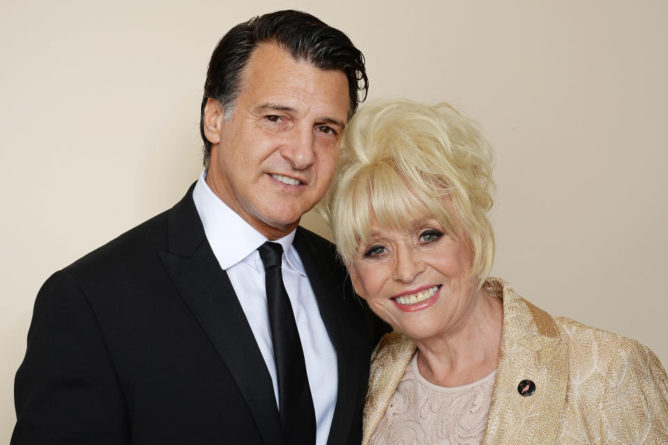 LONDON, ENGLAND - OCTOBER 15:  Barbara Windsor (R) and Scott Mitchell attend the Amy Winehouse Foundation Gala at The Savoy Hotel on October 15, 2015 in London, England.  (Photo by Dave J Hogan/Getty Images)