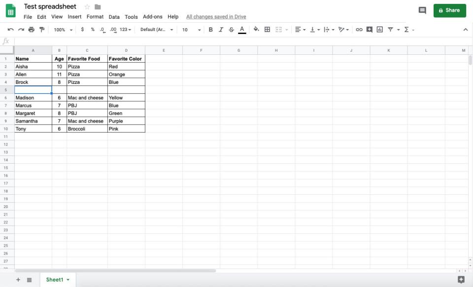 How to insert multiple rows in Google Sheets