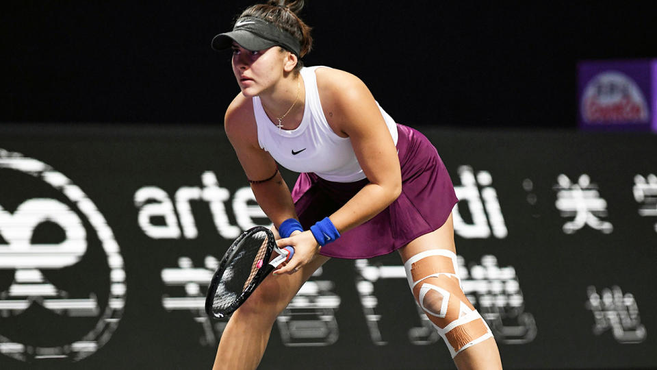 Bianca Andreescu, pictured here in action at the WTA Finals in 2019.