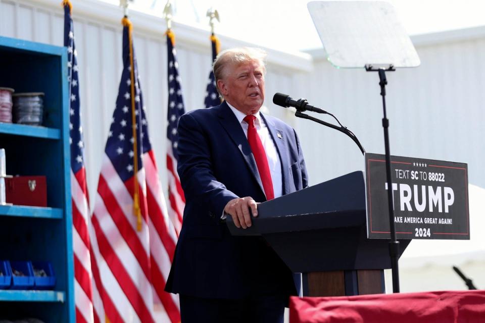 Former President Donald Trump speaks at a rally in Summerville, S.C., Monday, Sept. 25, 2023. (AP)