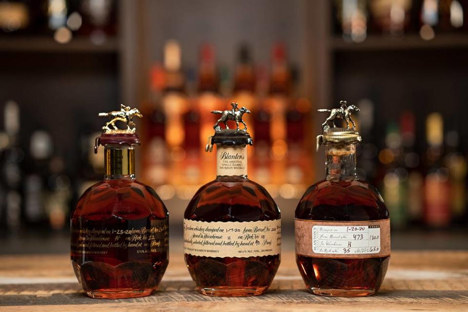 Buffalo Trace is offering several rare bottles, including these versions of Blanton’s bourbon, in an auction to raise mone for Eastern Kentucky flood relief.