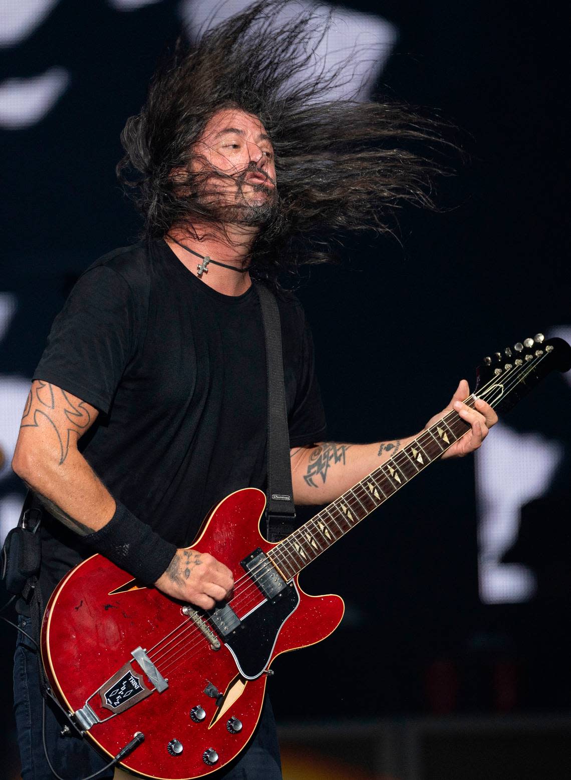 Dave Grohl and Foo Fighters in concert at Raleigh, N.C.’s Coastal Credit Union Music Park at Walnut Creek, Tuesday night, May 7, 2024. Scott Sharpe/ssharpe@newsobserver.com