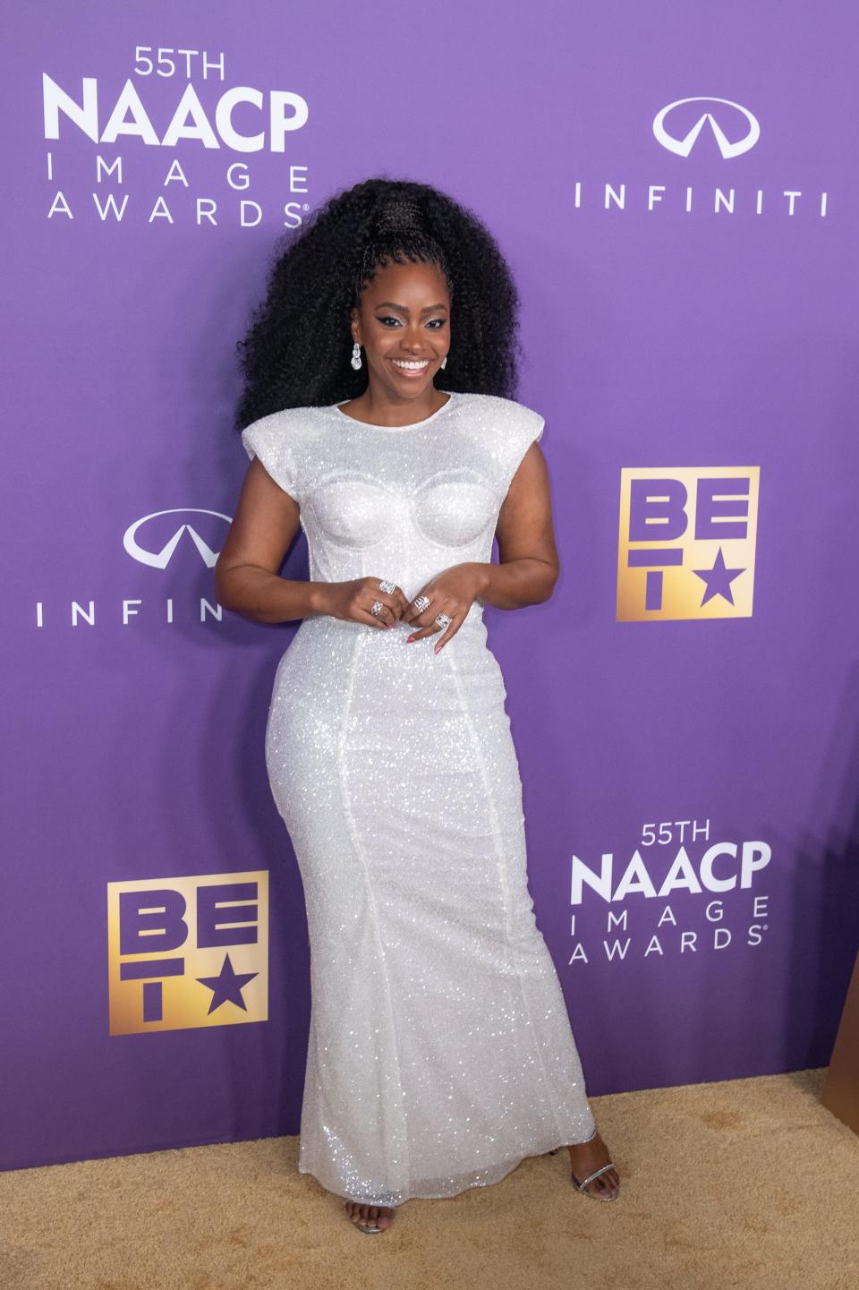 Teyonah Parris attends the 55th NAACP Image Awards at Shrine Auditorium and Expo Hall on March 16, 2024 in Los Angeles, California.