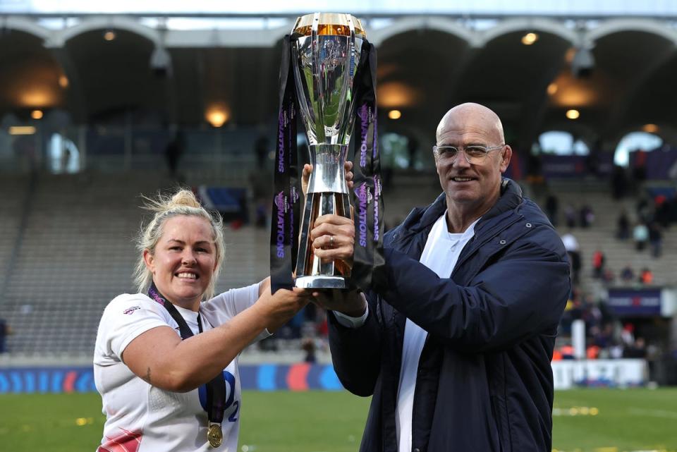 John Mitchell (right) guided England to grand slam triumph in the Women’s Six Nations  (Getty Images)