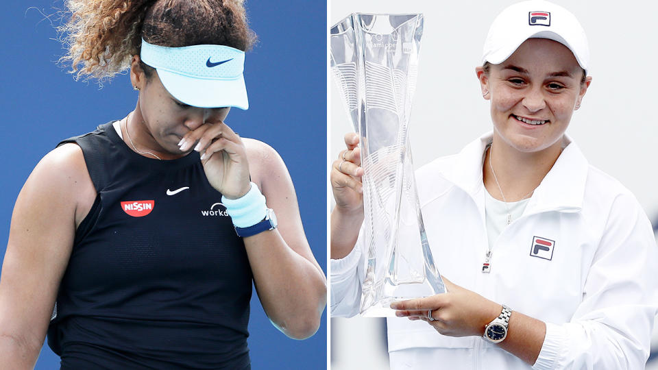 Naomi Osaka and Ash Barty, pictured here at the Miami Open.