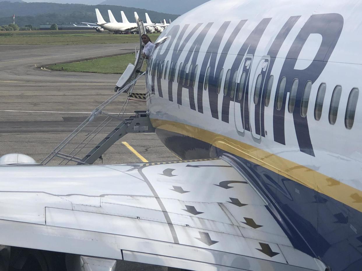 Wing and a prayer? Ryanair Boeing 737 at Lourdes Airport in southern France: Simon Calder