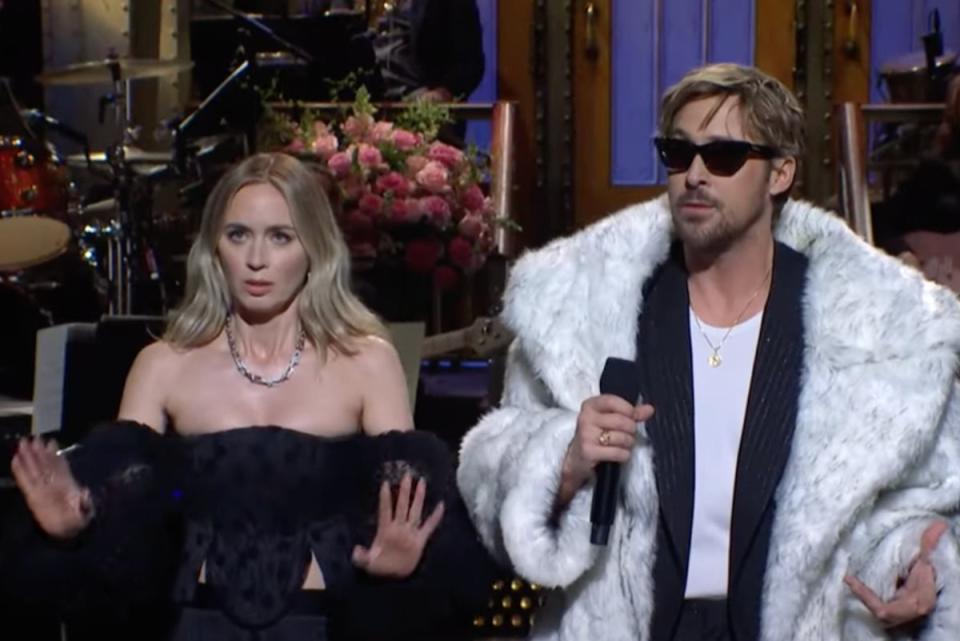 Emily Blunt and Ryan Gosling on ‘Saturday Night Live’ (NBC)