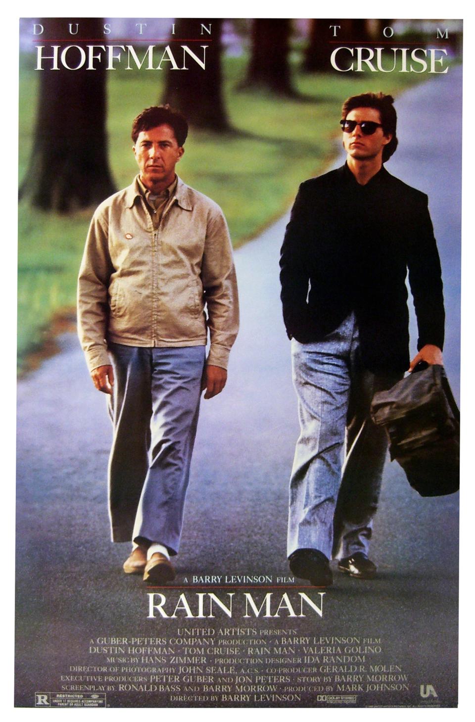The poster for the 1998 movie "Rain Man," starring Dustin Hoffman and Tom Cruise. The movie was the highest-grossing film of the year and won four Oscars, including Best Actor for Hoffman<span class="copyright">Universal Images Group via Getty</span>