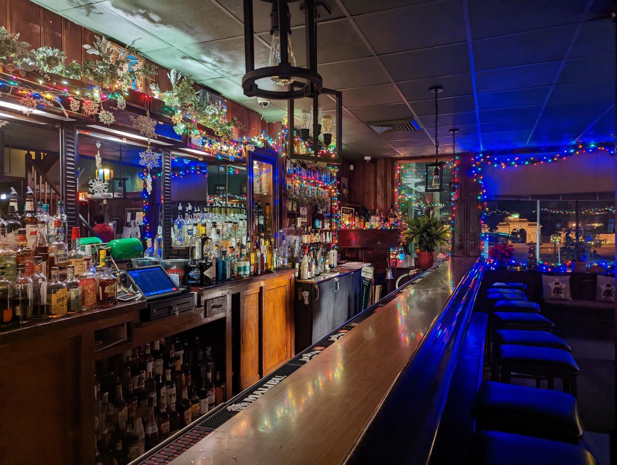 The bar at The Union Tavern is decked out for the holidays.