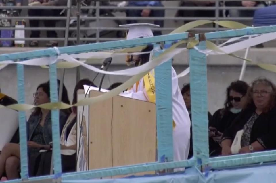 Nataly makes her valedictorian speech at the San Ysidro graduation ceremony in San Diego. (Credit: YouTube)