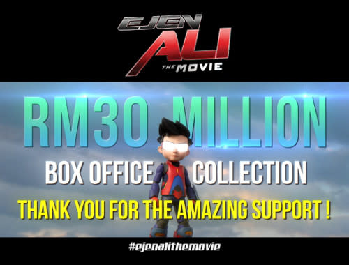 "Ejen Ali: The Movie" has replaced "BoboiBoy Movie 2" as the highest-grossing local animated film.