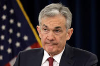 Federal Reserve Board Chairman Jerome Powell speaks during his news conference after a Federal Open Market Committee meeting in Washington, U.S., December 19, 2018. REUTERS/Yuri Gripas