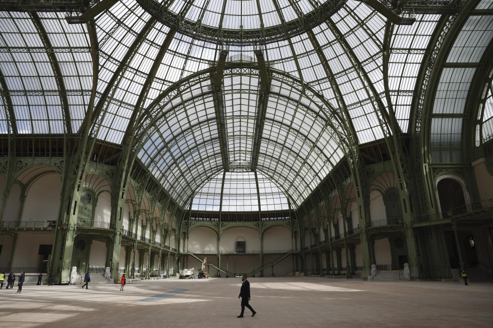 A view of the Grand Palais ahead of the Paris 2024 Olympic Games in Paris, Monday, April15, 2024. The Grand Palais will host the Fencing and Taekwondo competitions during the Paris 2024 Olympic Games. (Yoan Valat, Pool via AP, File)