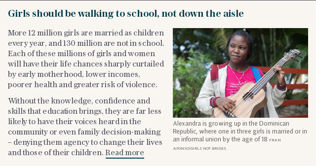 Girls should be walking to school, not down the aisle