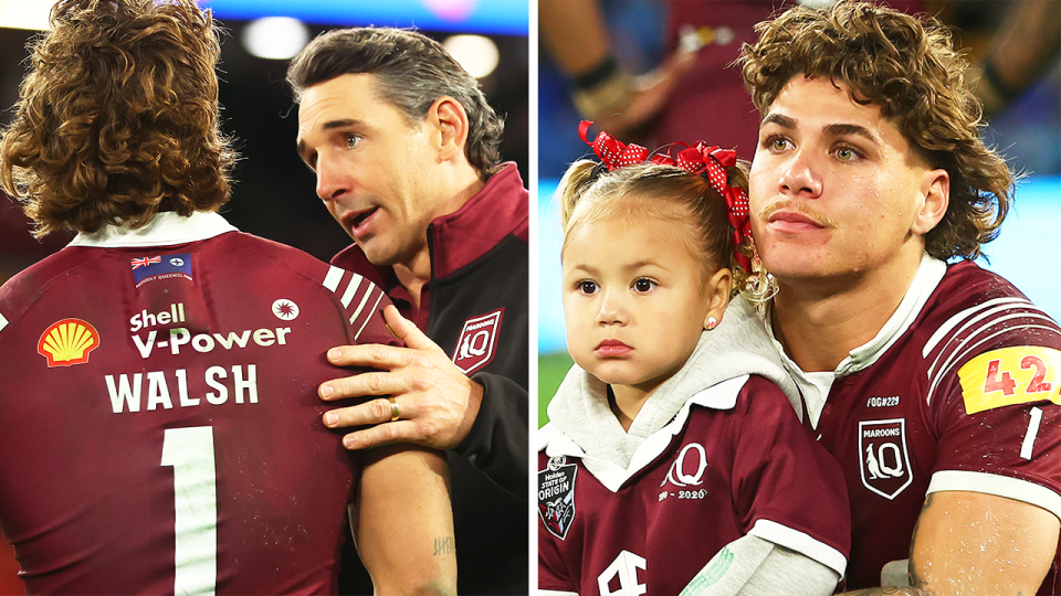 Maroons coach Billy Slater has praised Reece Walsh (pictured) for choosing the Broncos and his family over a larger contact having praised his work ethic. (Getty Images)