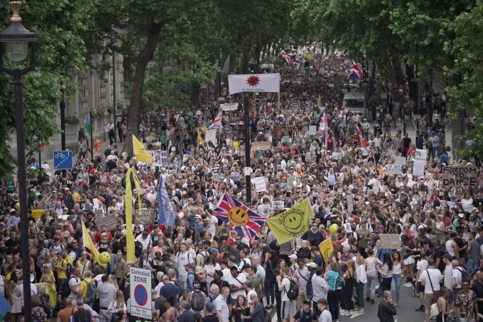 An anti-lockdown protest in London in June 2021 (Aaron Chown/PA) (PA Archive)